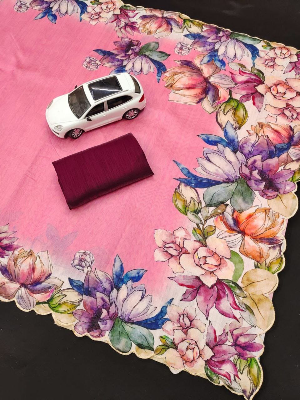 MG 368 Zarna Silk Cut Work Border Printed Sarees Wholesalers In Delhi